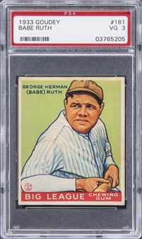 1933 Goudey #181 Babe Ruth – PSA VG 3